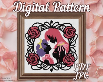 Utena and Anthy Silhouette Cross-stitch Pattern - Revolutionary Girl Utena/Shoujo Kakumei Utena