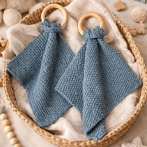Knitted Baby Lovey Pattern, Cotton Yarn Teether (PDF Pattern)