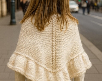 Breipatroon poncho meisjes van boven naar beneden | 5 kindermaten (2-12 jaar) | Grof garen | Eenvoudig te volgen schriftelijke instructies