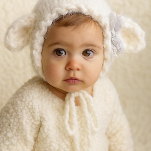 Lamb Bonnet Knitting Pattern – Baby -Toddler Sizes 12–24M, 2–4Y, 4–6Y – Bulky Yarn – Worked Flat with Ears & Ties