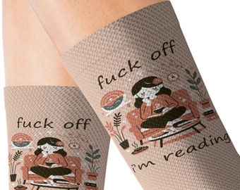 Fuck Off I'm Reading socks for women, Funny Socks, Birthday gift ideas, Quirky Socks, Personalized Socks, Patterned Socks, Comfort Socks
