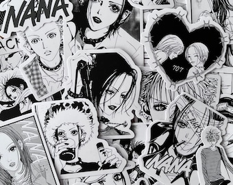 10, 30, 50pcs Sticker Pack of Anime Manga Black and White Monochrome Colour Emo Punk Aesthetic for Laptop, Skateboard, Helmet, Tumbler