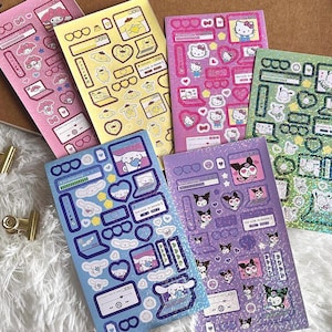 Arkusz naklejek z postaciami z kreskówek inspirowanych kotkami Kawaii do Polco, Deco, Journal, Scrapbooking, Collection