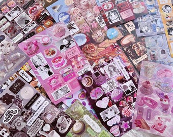 Heisei Retro Japanese Y2K Juminocore Sticker Sheet | Vintage Japanese Anime | Korean Retro | for Planner, Journaling, Scrapbooking, Deco