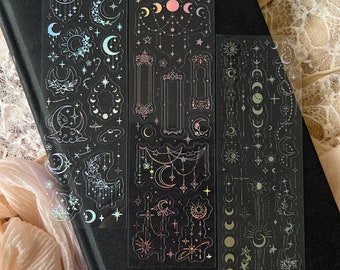 Holographic Sticker Sheet of Sun Moon Stars | Butterfly | Ballet | Roses | Cupid Angel | for Journal, Penpal, Polcodeco, Scrapbook, Crafts
