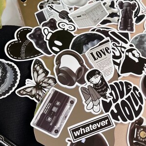 25/10/50 stuks stickerpakket zwart-wit skater meisje zwart-wit jaren 2000 Y2K esthetiek Pinterest voor laptop, beker, telefoonhoesje, skateboard