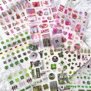 Folha de adesivos japonesa coreana Y2K retrô Kawaii Heisei fosco minúsculo para planejador, diário, scrapbooking, decoração