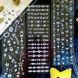 Moderne vlinder sterrenketting Kpop-deco stickervel met Y2K-esthetiek voor Polcodeco, Junk Journal, scrapbooking, toploader, planner
