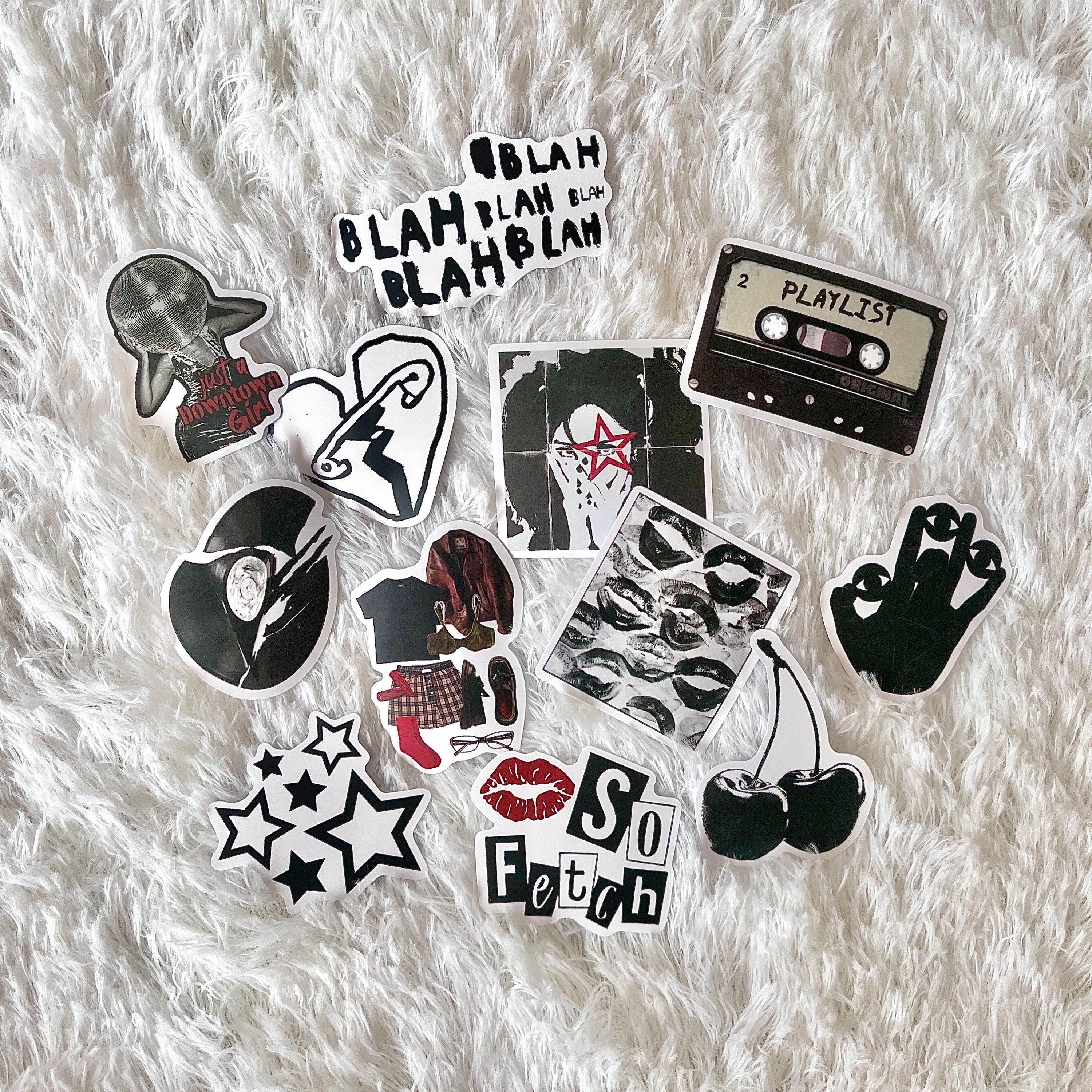 Black White Vintage Aesthetic Stickers 50PCS - Retro Downtown Girl Pack For Laptop Kindle