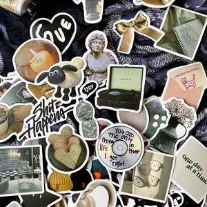Confezione da 50 adesivi minimalisti coreani Y2K Acubi Modern Life Sad Girl Aesthetics per Kindle, laptop, decorazioni, album, diario