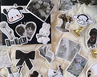 10/25/50pcs Sticker Pack of Monochrome Soft Pinterest Clean Girl Aesthetic for Laptop, Tumbler, Phone Case, Skateboard, Kindle, Planner