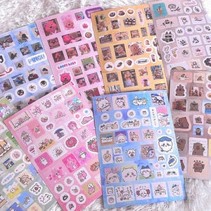 Sparkly Mascot Yuru Kawaii Heisei Retro Japanese Korean Y2K Sticker Sheet | Juminocore Aesthetic for Planner, Journaling, Scrapbooking, Deco