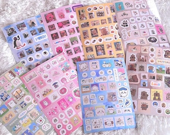 Sparkly Mascot Yuru Kawaii Heisei Retro Japanese Korean Y2K Sticker Sheet | Juminocore Aesthetic for Planner, Journaling, Scrapbooking, Deco