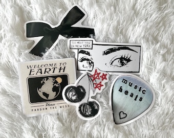 50pcs Sticker Bundle Black and White Downtown Girl Y2K Grunge Aesthetic for Kindle, Laptop, Scrapbook, Journal, Penpal, Gifts, iPad