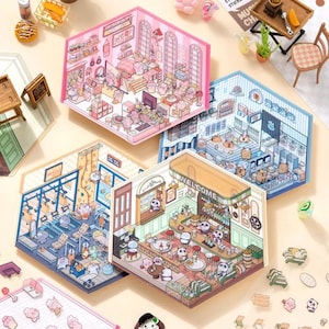 NUEVA Hoja de Pegatinas Isométricas Kawaii para Construir un Mundo 2.0 DIY, Vida Lenta, Paisaje Estético Acogedor para Aficiones, PolcoDeco, Diarios y Colecciones