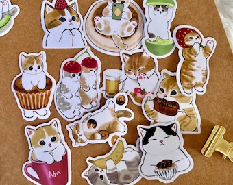 50pcs Sticker Pack of Kawaii Mofusand Funny Cute Cats for Kindle, Laptop, Deco, Scrapbook, Journal