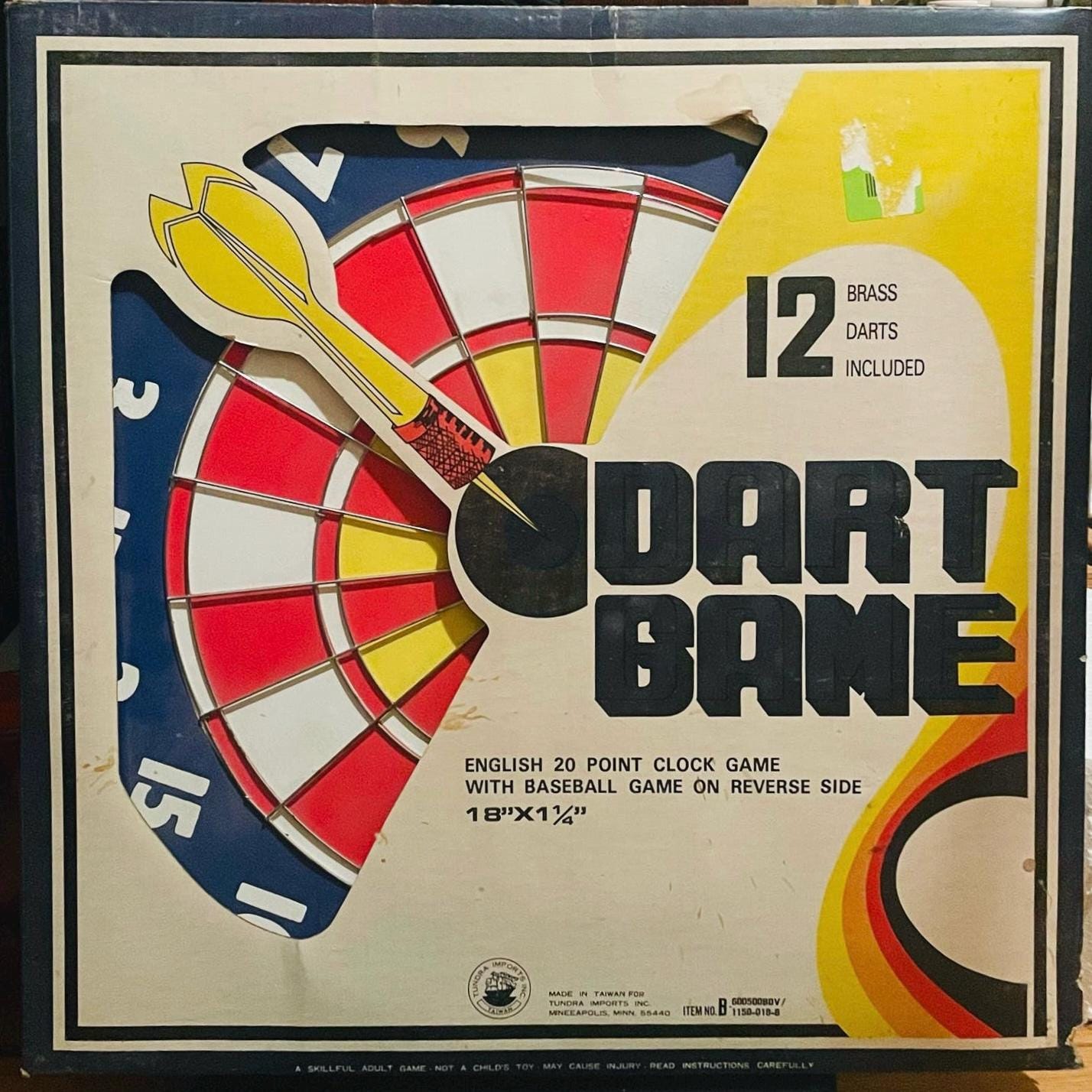 Sealed 70s/80s Retro DartBoard w/12 Brass Darts