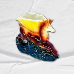 Vtg 1950s MCM Vibrant Leaping Deer Bisque Planter Vase