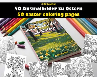 Disegni da colorare di Pasqua - 50 pagine da colorare creative di Pasqua da stampare e colorare | Motivi pasquali e primaverili | Libro da colorare |