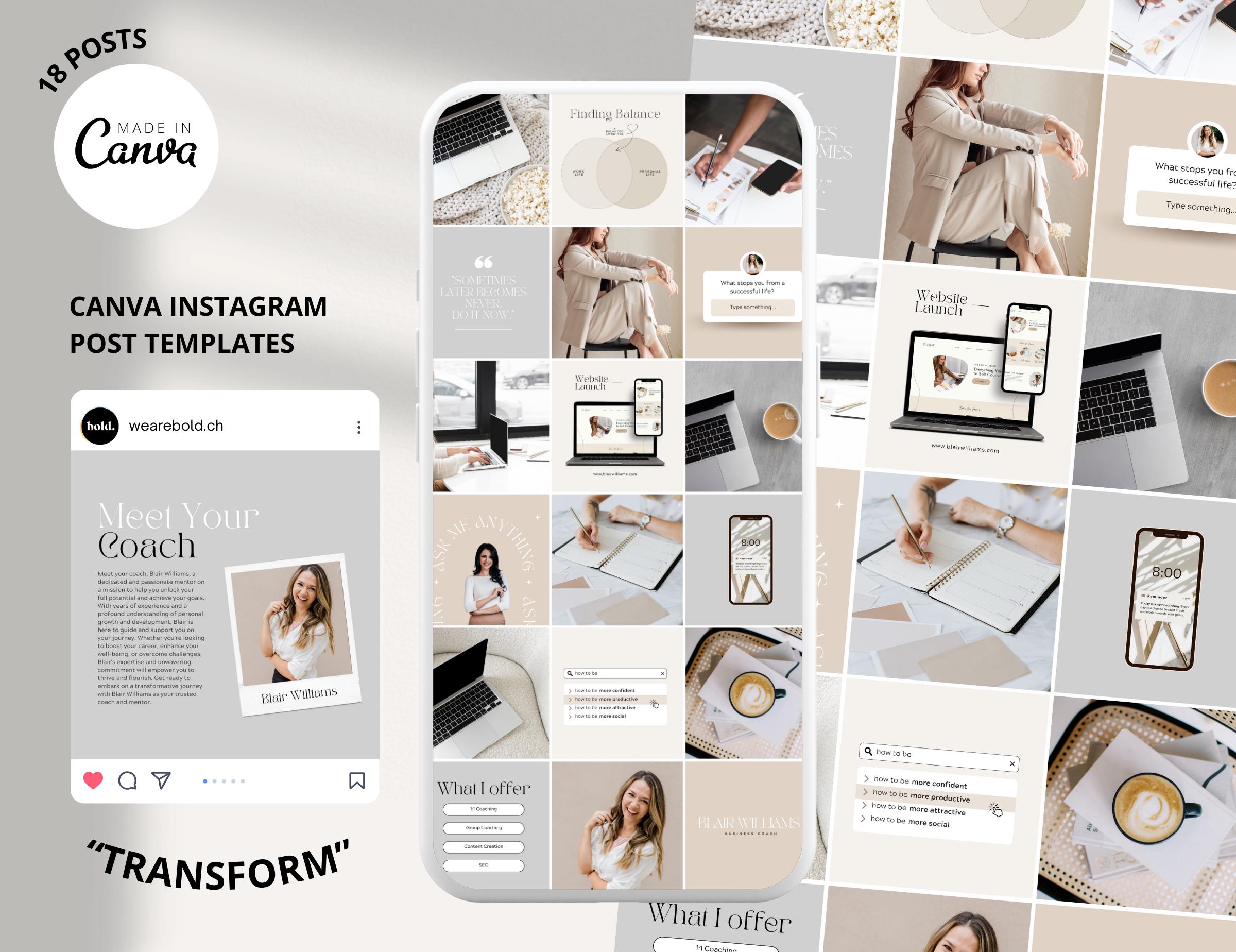 Instagram Post Templates Canva "transform" - Etsy