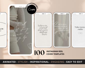 100 Instagram Reel Cover Templates for Canva Editable Aesthetic Instagram Reel Cover Templates Beige Social Media Template Minimalist Design