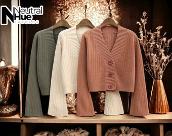 Kurzer Baumwollpullover | Oberteile mit langen, ausgestellten Ärmeln | Oberbekleidung im modischen Stil