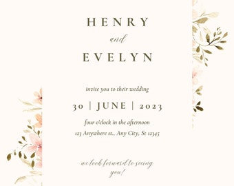 Custom Floral Wedding Invitation Watercolour