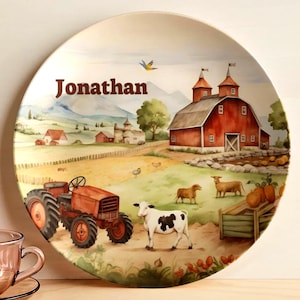 Personalized Farm Animals Plate: BPA-Free Kids Dinnerware
