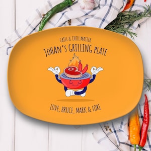 Personal Grilling Gift For Dad, Custom Platter Father's Day Gift, Daddy's Grilling Master BBQ Plate, Serving Tray w Kids Names, Grill  Chill