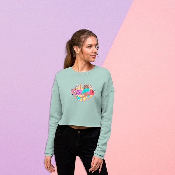 Sudadera crop roller babe, sudadera corta skate, sudadera color pastel, sudadera corta suave, sudadera patinadora, regalo sudadera mujer