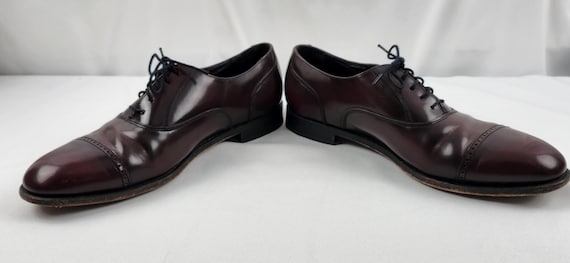 florsheim men's dress shoes burgundy Vintage Men Oxblood Burgundy Florsheim Dress Shoe Plain Apron Style Size 13  D