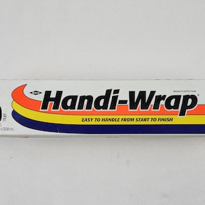 Película plástica vintage Dow Handi-Wrap de 200 pies cuadrados con borde de corte afilado. Nueva.