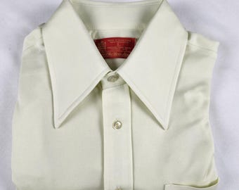 Camisa amarilla de manga larga de poliéster para hombre, talla L, de la tienda Sears Kings Road (vintage).