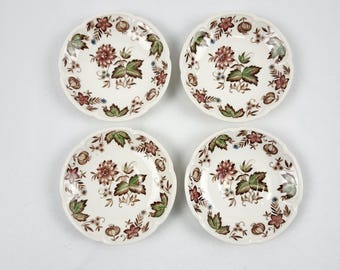 Tazas y platillos para té/café Johnson Bros England Windsor Ware Malvern Brown (cuatro unidades)