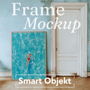 Vertical Wood Frame Mockup PSD, Din A Ratio, PSD Photoshop Photopea Mockup, Wall Color Change Mockup, Vintage Shabby Chic Frame Mockup