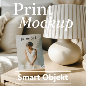 Boho Affirmations Card Print Mockup w formacie ISO Din A6 A5, PSD Photoshop Photopea Mockup, bezpośrednie pobieranie narzędzia do sprzedaży wydruków artystycznych