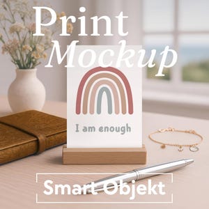 Maqueta de tarjeta de afirmaciones elegantes en formato ISO DIN A6 A5, maqueta PSD para Photoshop Photopea, herramienta de venta de impresiones artísticas con descarga directa