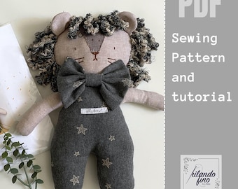 Zachte LEEUW: naaipatroon en tutorial direct downloaden: doe-het-zelf knuffelpop
