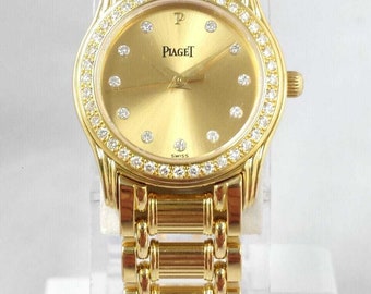 18k Solid Yellow Gold Diamond Dial and Bezel Ladies Watch