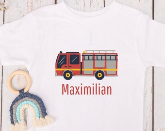 personalized T-shirt for babies and toddlers with name and fire brigade customizable shirt for boys birthday shirt gift idea