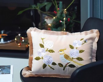 Almohada de bordado a mano, almohada de aguja de punzonado personalizada, decoración del dormitorio, primer regalo de cumpleaños, regalo personalizado, decoración acogedora, almohada