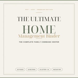 Ultimate Home Management Binder Printable PDF | Household Binder, Family Command Center, Cleaning Planner, Pantry Inventory, Home Organizer