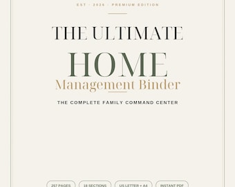 Ultimate Home Management Binder Printable PDF | Household Binder, Family Command Center, Cleaning Planner, Pantry Inventory, Home Organizer