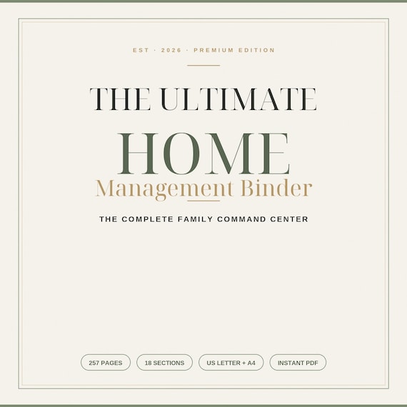 Ultimate Home Management Binder Printable PDF | Household Binder, Family Command Center, Cleaning Planner, Pantry Inventory, Home Organizer