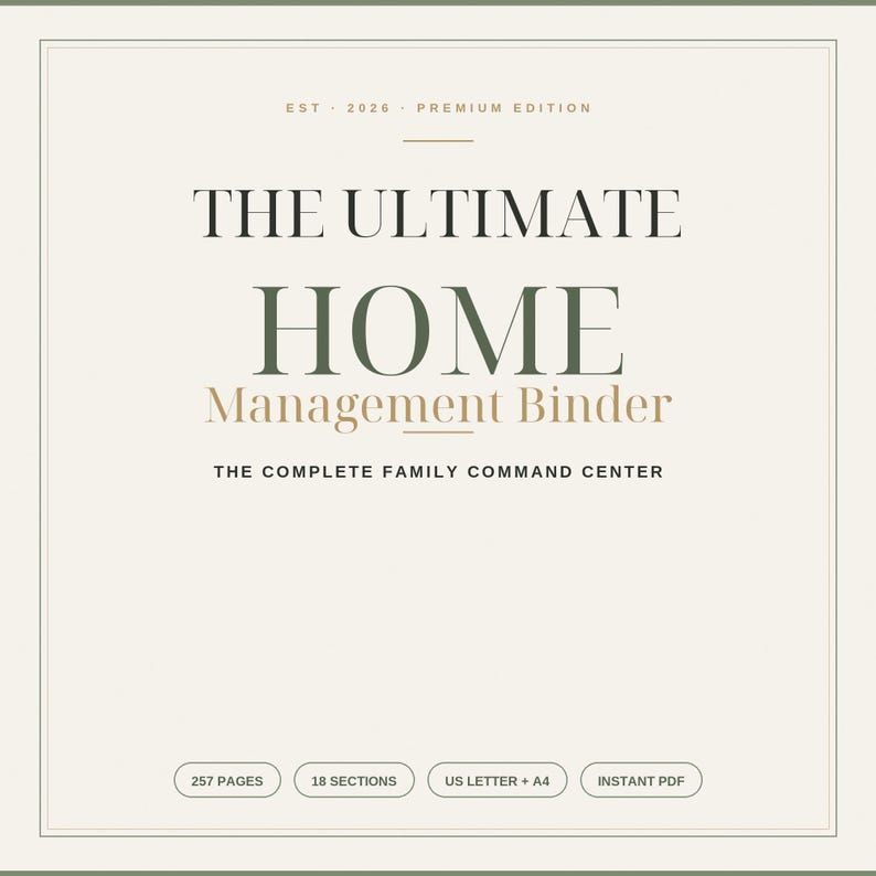 Ultimate Home Management Binder Printable PDF | Household Binder, Family Command Center, Cleaning Planner, Pantry Inventory, Home Organizer image 1