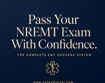 Passeport de réussite à l'examen NREMT | Planificateur d'études imprimable de 19 pages, feuille de route de 30 jours, journal d'entraînement + guide interactif GRATUIT sur SafeXDigital