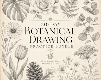 Workbook de Dibujo Botánico en 30 Días | Aprende a Dibujar Flores y Hojas | Curso PDF para Principiantes