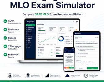 Mortgage Loan Originator Exam Prep | SAFE MLO Practice Questions | Flashcards | Mortgage Calculators | Study Dashboard