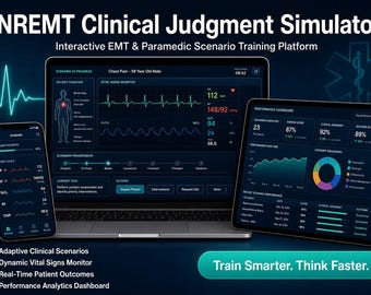 NREMT klinisk bedömningssimulator | Förberedelse för ambulanssjukvårdare och ambulanssjukvårdare | Adaptiv scenariotränare | EMS-studieverktyg | App för övning i vitala tecken