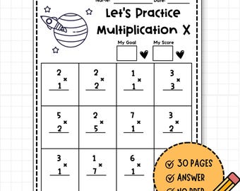 Fiches d'exercices sur les multiplications : exercices de mathématiques, un chiffre 1-10 (PDF de 30 pages)